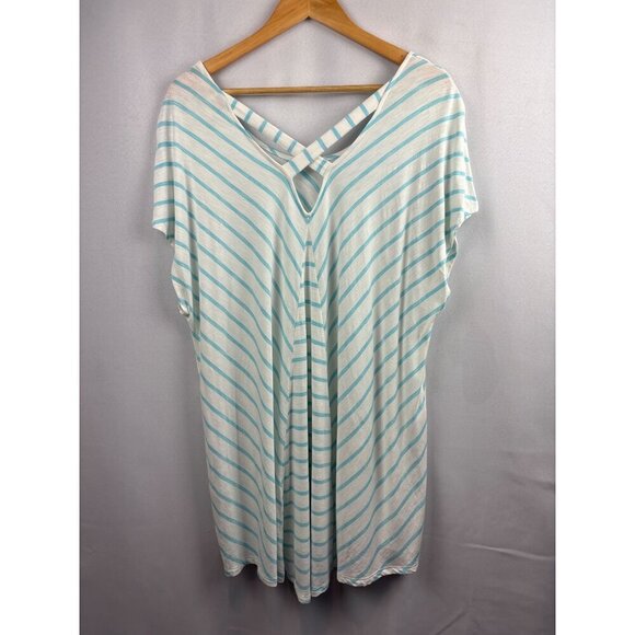 Chicos Womens Stripe V-Neck Top Size XL Rayon/Spandex Blue/White - Picture 5 of 6